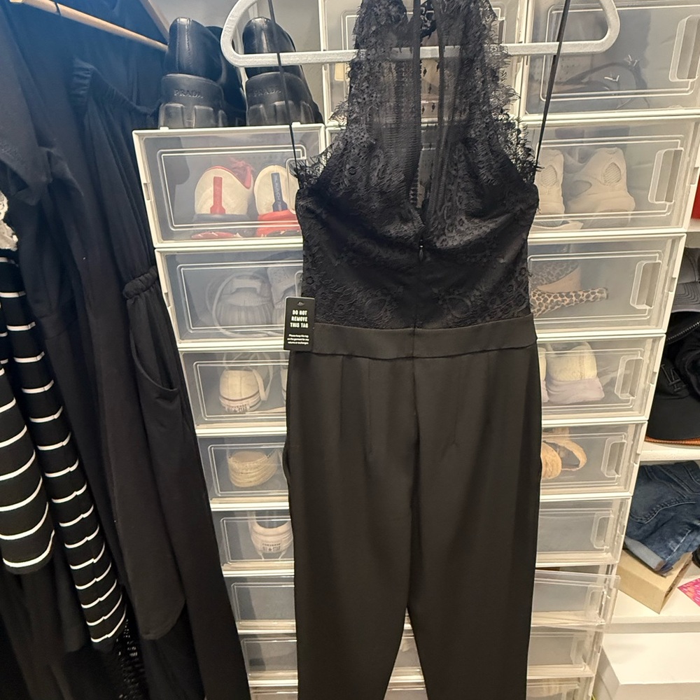 Express Black Lace Halter Jumpsuit